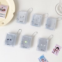 Mini album transparent mignon motif ange pour cartes de 2 pouces, porte-clés Purikura et porte-photo d'identité, breloque de rangement pour photocartes pour les fans de K-Pop