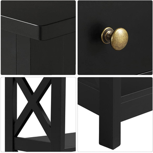 <span class=keywords><strong>Consola</strong></span> X larga y <span class=keywords><strong>estrecha</strong></span> de madera negra para sala de estar, mesa <span class=keywords><strong>con</strong></span> cajón y estantes de almacenamiento de 3 niveles - Product Image 3