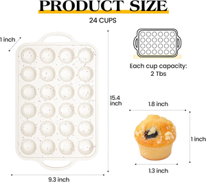 MUYULINS Factory 24-cup LFGB non-stick BPA Free metal reinforced frame mini <b>silicone</b> cupcake pan American cake tin <b>baking</b> mold - Product Image 6
