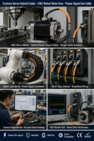 Rangkaian Kabel Kontrol Inti Tembaga Terproteksi Otomotif Khusus dengan Konektor Bundar M12 untuk Sensor Encoder Motor Servo Harness PBT