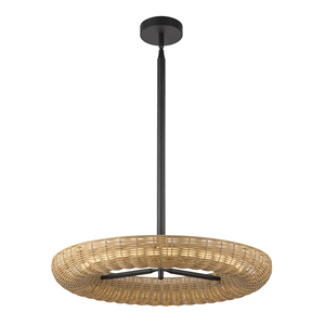 Elegante Lámpara Colgante Moderna de Hierro y Ratán para Sala de Estar o <span class=keywords><strong>Cocina</strong></span>, Lámpara Tejida con Fuente de <span class=keywords><strong>Luz</strong></span> <span class=keywords><strong>Fluorescente</strong></span> Blanca Cálida - Product Image 2