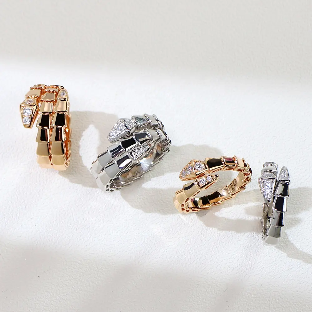 Ювелирное изделие, покрытое золотом, эстетическое ювелирное изделие, кольцо из стерлингового серебра 925 пробы с изгибом и змеей, кольцо унисекс 925