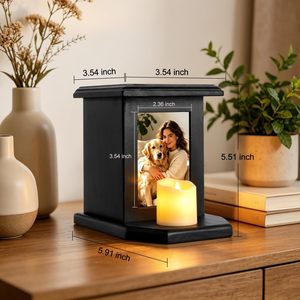 Wooden Pet Urn Cremation <b>Box</b> With Photo Display Black Rectangle <b>Memorial</b> Desktop Decoration For Cat Dog - Product Image 4