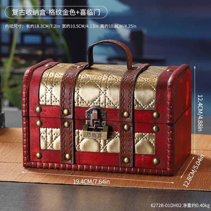 6272B-01DH02 Caja de almacenamiento - Dorado a cuadros - Xilinmen