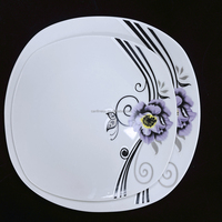 Assiette à soupe carrée en porcelaine imprimée avec Logo personnalisé, décalcomanie de 9 pouces