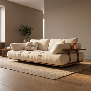 Contemporary Sectional Upholstered Teak <b>Sofa</b> Set with Side Table Eco-Friendly Durable Furniture for Resort Living - Product Image 3