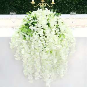 Légumes Artificiels 36 Tiges de Glycine Artificielles Blanches pour Décor de Toile de Fond de Mariage/Fête - Product Image 3