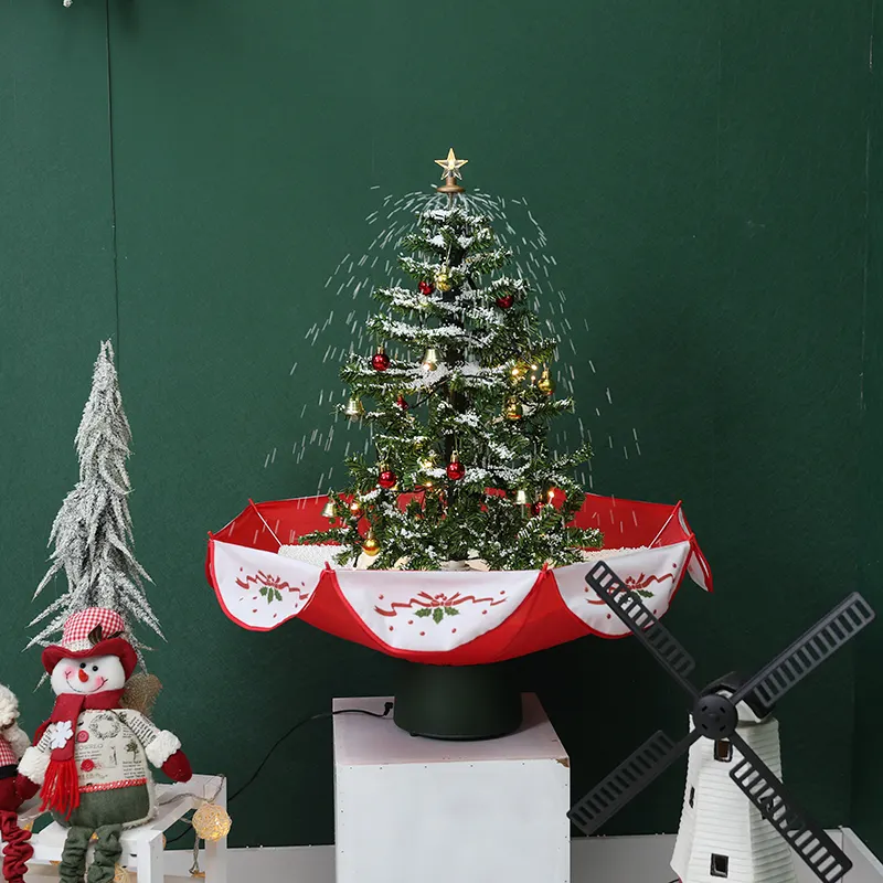 Umbrella Pvc Base Musical Weihnachten Neujahr Home Decoration Künstlicher Weihnachts baum Falling Snow Music Type