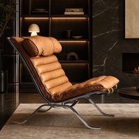 Fauteuil inclinable en cuir luxueux, fauteuil lounge en bois de luxe pour salon, fauteuil de détente de haute qualité, mobilier de maison