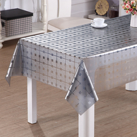 Nappe en PVC semi-transparente RNPT Silver Circle, gaufrée, imperméable et anti-taches, pour restaurant et salle à manger