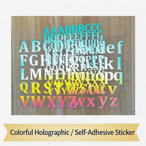 Pegatinas Adhesivas <span class=keywords><strong>de</strong></span> Vinilo PVC con Patrón <span class=keywords><strong>de</strong></span> Letras Holográficas Coloridas y Brillantes Metálicas para Festivales, Pegatinas Artísticas - Product Image 1