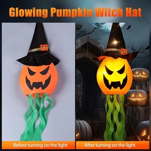 Décorations d'Halloween en gros : Lumières LED en forme de chapeau de sorcière fantôme à suspendre pour la décoration extérieure de jardin - Product Image 6