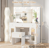 Ensemble coiffeuse et miroir sur pied de luxe moderne, écologique, avec panneau design et cadre en fer, pour chambre et salon