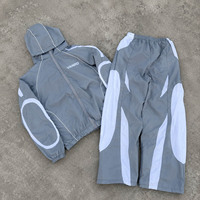Ensemble de survêtement sportif pour homme YM Custom Manufacturers en nylon, avec logo imprimé, veste coupe-vent respirante et pantalon de jogging pour homme