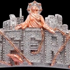 Pendentif personnalisé en argent sterling 925, entièrement serti de moissanite VVS taille ronde, de luxe, unisexe, religieux, avec lettre - Product Image 2