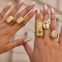 Gaovo Nischen-Premium Europäischer Stil Foto-Medaillon-Ringe 18K Vergoldeter Edelstahl Zirkon Modeschmuck für Frauen