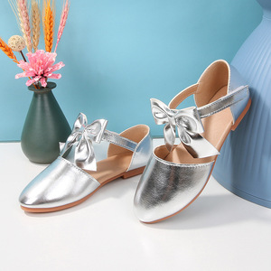 Custom Logo Children's <b>Flat</b> Sandals Ancient Style Soft Sole <b>Pointed</b> <b>Toe</b> Bowknot Shoes for Little Girls Princess Dress Shoes - Product Image 4