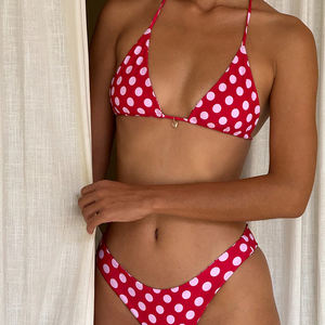 Op Maat Gemaakte Dames Sexy Braziliaanse Bikini Solide Naadloze 2-delige Brutale Badjurk Set Diepe V-Hals Driehoek Bh Spandex/Nylon - Product Image 4