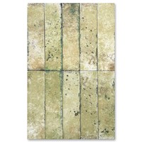 Ubin Dinding Porselen Penuh Motif Retro Buatan Tangan Ukuran 60x240mm, Ubin Strip Panjang Gradasi Biru Langit untuk Dinding Kamar Mandi