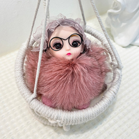 Porte-clés en peluche en gros d'usine, 6 couleurs, Kawaii, avec pompon, bonnet en dentelle et lunettes, jouet en peluche, décoration de sac à dos