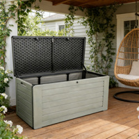 Boîte de rangement de jardin VERTAK 270L/71Gal grise, boîte de rangement d'extérieur pour oreillers, boîte de rangement de jardin, organisateur de maison en plastique pour outils, coussins, jouets