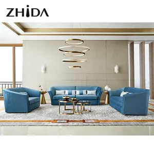 Роскошный роскошный комплект Zhida из легкой итальянской ткани, роскошная высококлассная мебель для дома, гостиной, 4 места, 3 места, 2 места, диван