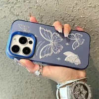 Nouvelle Coque de Téléphone Antichoc Tendance Motif Papillon Rayé Couleur Bonbon pour iPhone 17 15 16 Pro Max 14 13 12 11 XS
