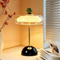 Lampe de table en verre à commande tactile, lampe de chevet en fer colorée de style nordique rétro, lampe de bureau à intensité variable 3000K-6000K pour la chambre à coucher, décoration de la maison