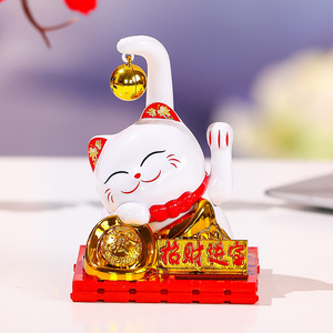 Lucky Cat Ornament Red Solar Powered Waving Decor For Home Car <b>Desk</b> Chinese New Year Gift Compact Size 9x9x12cm - Product Image 4