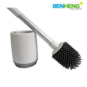 Ensemble de nettoyage de toilettes en caoutchouc, brosse de toilette en silicone à long manche sans coin mort - Product Image 2