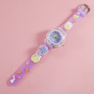 カスタムロゴOEM漫画クォーツウォッチ白ウサギパターンアクリルダイヤルPVCバンド耐水性10mオートデート湖南製 - Product Image 6