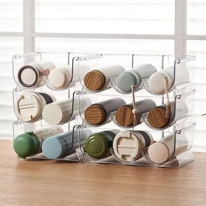 Stackable Thermos Cup Holder Desktop <b>Storage</b> <b>Rack</b> For Water <b>Bottles</b> And Glass Cups Multi Layer Organizer - Product Image 3