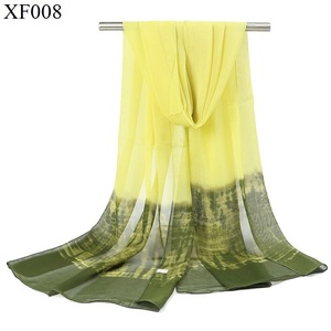 Echarpes d'été en mousseline froide pour femmes Echarpes légères <span class=keywords><strong>AliExpress</strong></span> Fashion Gradient Color Scarves Print Shawl Wraps - Product Image 3