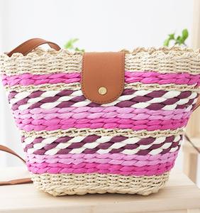 Viaje de vacaciones Contraste de color Moda Chica fresca Sensación Bolso cruzado de paja para dama - Product Image 2