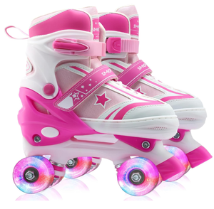 Patines de <span class=keywords><strong>Ruedas</strong></span> Ajustables al por Mayor con Luces, Patines de PU de 4 <span class=keywords><strong>Ruedas</strong></span> Duraderos, Zapatos de <span class=keywords><strong>Patinaje</strong></span> para Niños y Niñas - Product Image 4