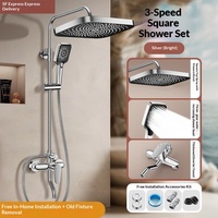 Ensemble de douche thermostatique en laiton pour salle de bain, avec pommeau de pluie à montage au plafond et douchette à main
