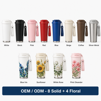 Tasse à café en acier inoxydable 316, 510 ml, avec sangle, couvercle transparent isolé, maintien au chaud, grande capacité, logo personnalisé, design élégant et moderne pour femme
