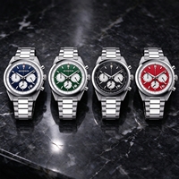 Montre-bracelet pour homme avec logo personnalisé, mouvement multifonction, chronographe, bracelet en métal, résistance à l'eau 5 ATM, montre de luxe pour homme