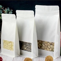 Échantillon gratuit Sac en papier kraft à fermeture éclair à huit côtés Blanc Étanche à l'humidité Fond plat Valve Pochette à café avec design