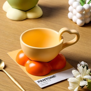 Creative High-Value Ceramic <b>Coffee</b> Cup Saucer <b>Set</b> Personalized Ins Cute Yogurt Breakfast <b>Mug</b> with Spoon Lid Small Gift Idea - Product Image 2