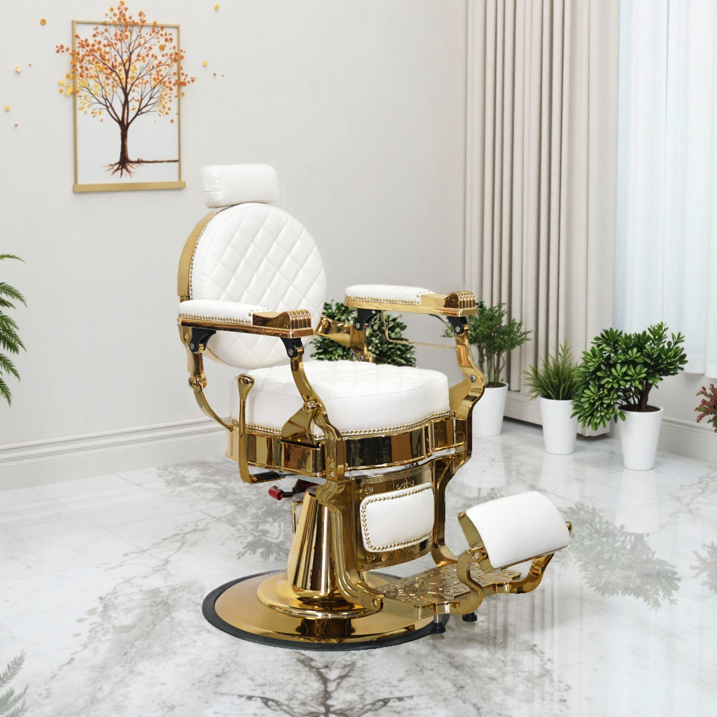 High-End Luxury Gold Basin Sink White Modern Hairdressing Salon