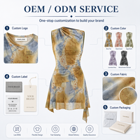 Robe mini moulante asymétrique froncée style vintage taille empire pour femme avec imprimé numérique léopard écologique