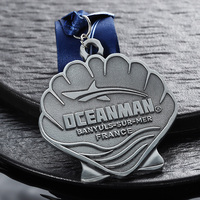 Fabricant de médailles sportives personnalisées, plaqué argent, gaufrage, style coquille, logo 3D, lettres personnalisées, médaille en métal avec logo personnalisé
