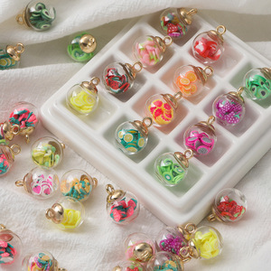 Pendentif en verre en forme de fruit en argile polymère transparente, 16x22mm, accessoire de bijoux à faire soi-même pour bracelet, collier, porte-clés - Product Image 1