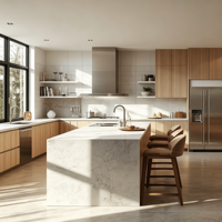 KOJOON Armoires de cuisine américaines prêtes à assembler avec évier, robinet, charnières et panier de tiroir, armoire murale de cuisine moderne pour hôtel américain