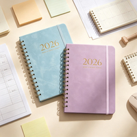 Agenda Semanal y Mensual 2026, Cuaderno Espiral con Cubierta de Cuero PU, Tapa Dura, Morado y Azul