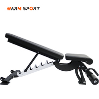 Banc de musculation professionnel réglable WM7008-03 en acier noir, personnalisable avec logo, pour exercices assis et abdos, unisexe