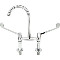 Robinet mélangeur médical coudé en laiton chromé à double poignée longue de 6 pouces pour lavabo, double trou, eau chaude et froide