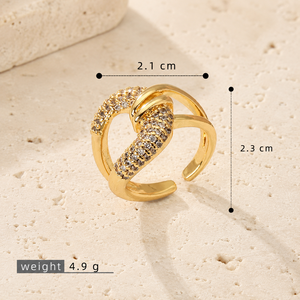 Fashion Latest Designs Gold Plated CZ Wedding Rings for Women & Men's New Model Promise Jewelry - Product Image 5