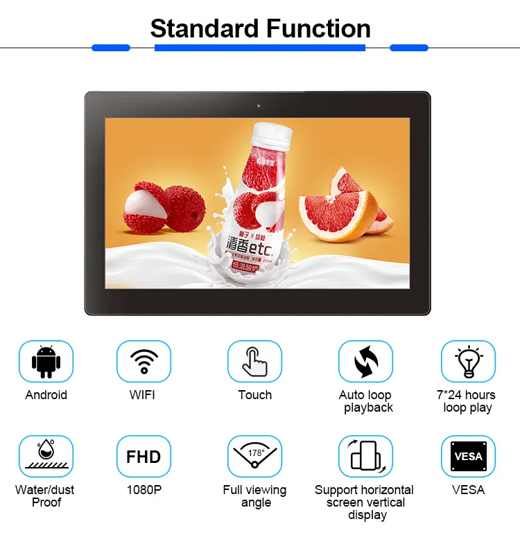 14 polegadas venda quente android capacitivo mini lcd tela de toque digital signage com wi-fi